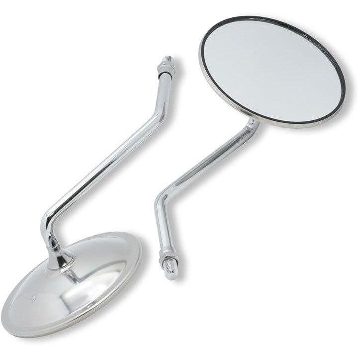 バイク ミラー 凸面鏡 丸型 シルバー つやけし メッキ 10mm 正ネジ