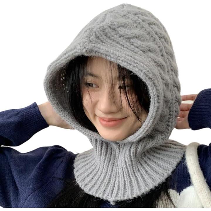 ニット バラクラバ レディース フード付き ネックウォーマー ニット バラクラバ レディース フード付き ネックウォーマー