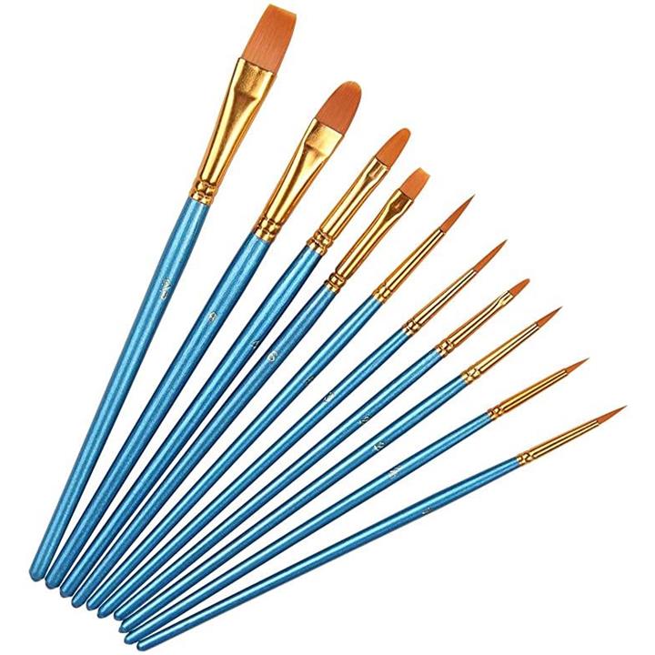 TREXD 油彩 水彩 ブラシセット10本 絵画 ネイル 絵の具 筆 紫 可愛い