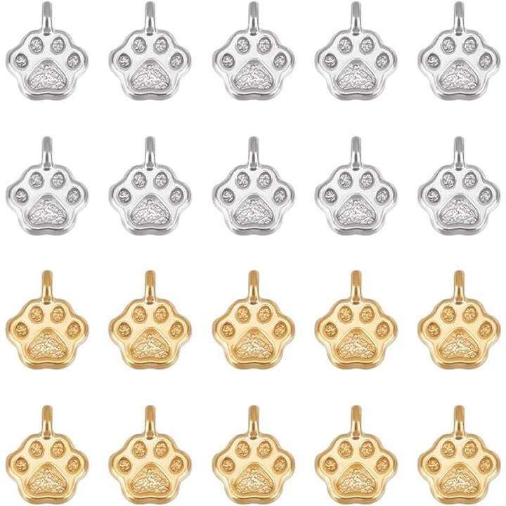 20個 2色 304ステンレススチールチャーム 動物 猫 犬 足跡 20個 2色 304ステンレススチールチャーム 動物 猫 犬 足跡
