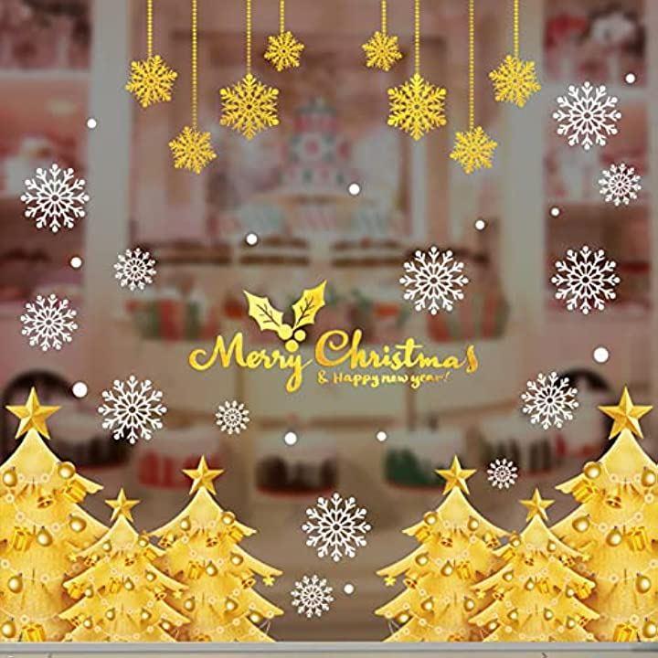 窓ステッカー クリスマス ゴールド オーナメントボール 静電タイプ