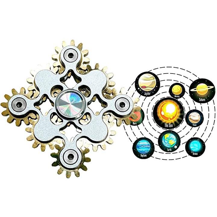 ハンドスピナー 凸凹歯車 ＆ 太陽系惑星シールセット