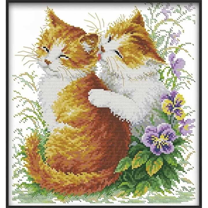 美々杏クロステッチキッド 中国刺繍ＤＩＹ 猫2匹 愛おしい姿 かわいい