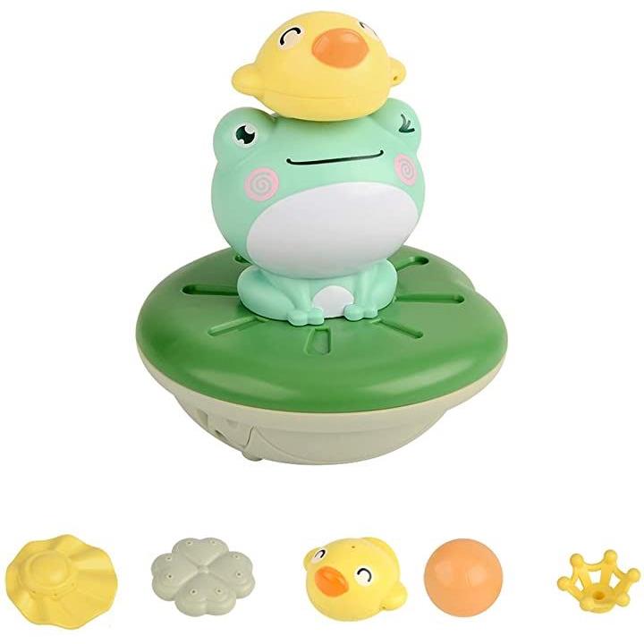 お風呂おもちゃ 水遊びおもちゃ 子供 噴水カエル 4種類のアクセサリー付き