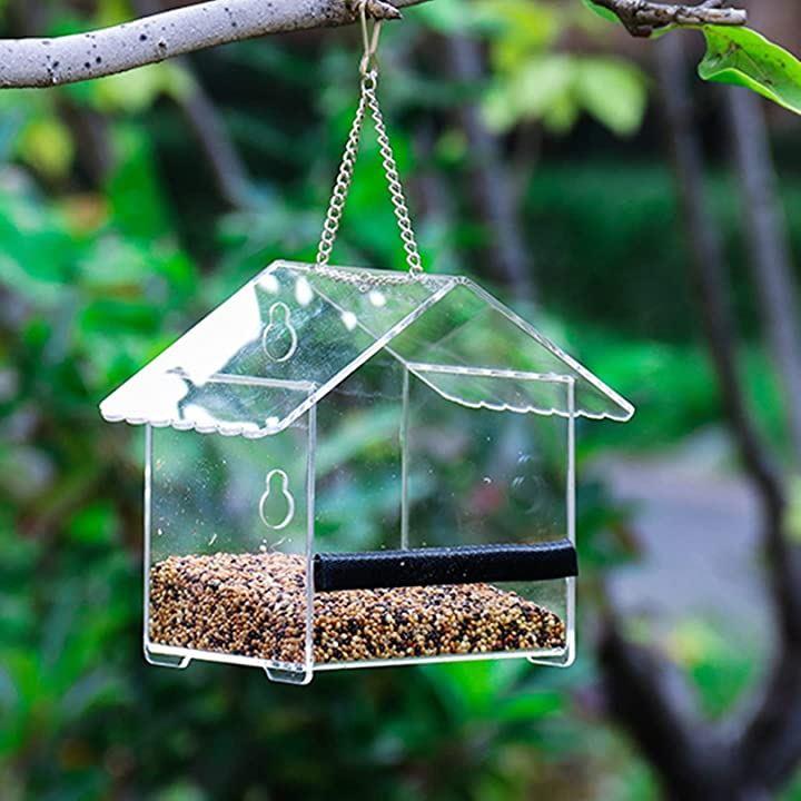 バードフィーダー 透明 野鳥 餌台 えさ入れ 給餌器 吊り下げ 巣箱