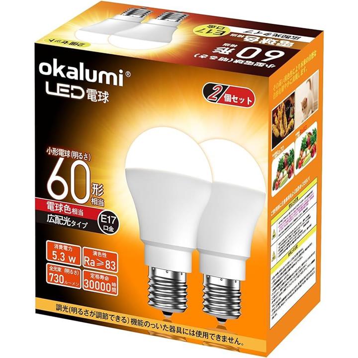 LED電球 E17口金 60W形 電球色 2700k 730lm ミニクリプトン・ミニ