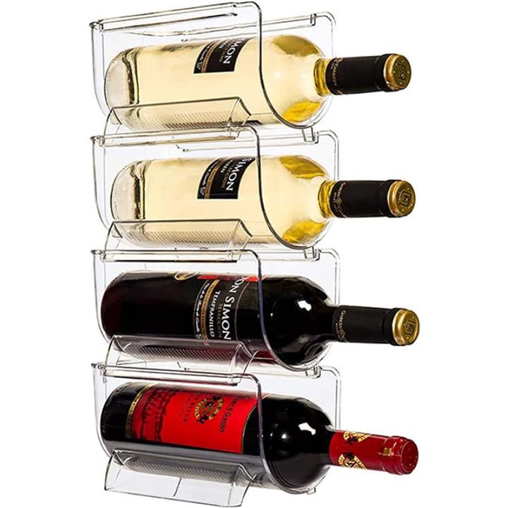 ワインボトルホルダー ワインラック スタンド 冷蔵庫用 収納ラック 省スペース 積み重ね式 ワイン棚 1本用 4個セット