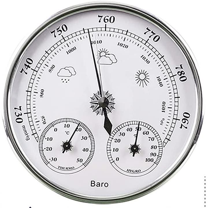 気圧計 壁掛け アナログ式 トリプルメーター 気象痛 天気予報 インテリア 体調管理 バロメーター 湿度計 温度計
