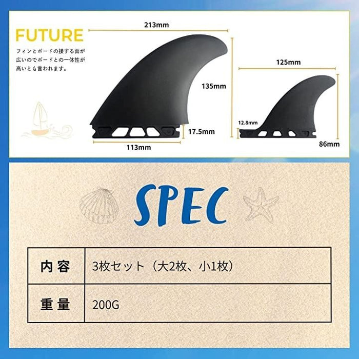 対応 サーフボード用 3フィン MR.TWIN グラスファイバー ショート
