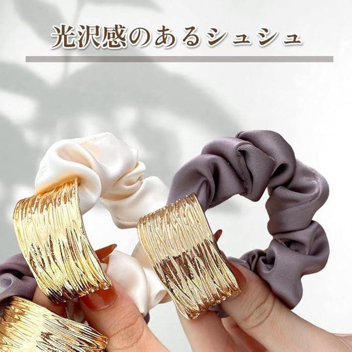 ケンアール シュシュ ヘアゴム ヘアアクセサリー 黒 白 大きめ