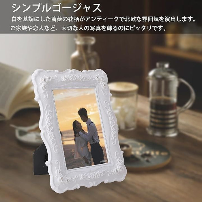 写真立て おしゃれ l判 白 プレゼント フォトフレーム 薔薇 ホワイト