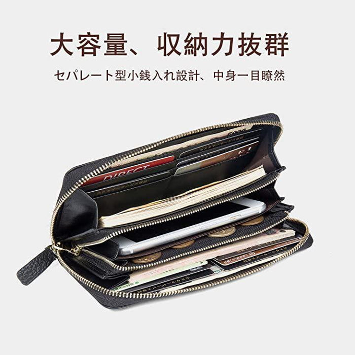 財布 レディース 長財布 本革 セパレート型 小銭入れ 大容量 ラウンド