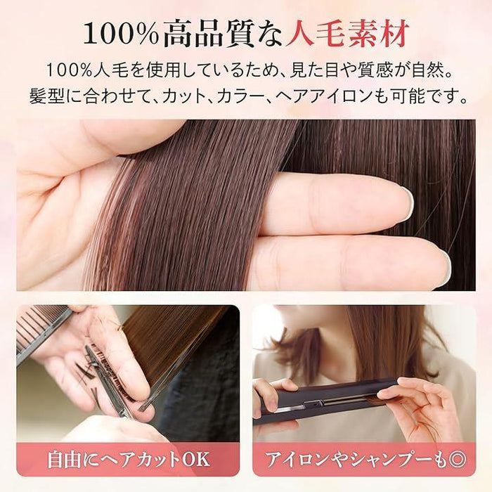 人毛100% 部分ウィッグ リアル 前髪 ヘアピース 頭頂部 ポイント