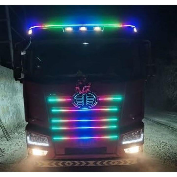 24V LEDテープ 流れるレインボーカラー 2mリモコンなし 防水 デコトラ ダンプ バス 作業車 トレーラー 補助照明 汎用 イルミネー