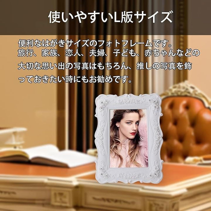 写真立て おしゃれ l判 白 プレゼント フォトフレーム 薔薇 ホワイト
