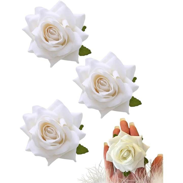 薔薇とキラキラのヘアピン 3個セット ヘアクリップハンドメイド