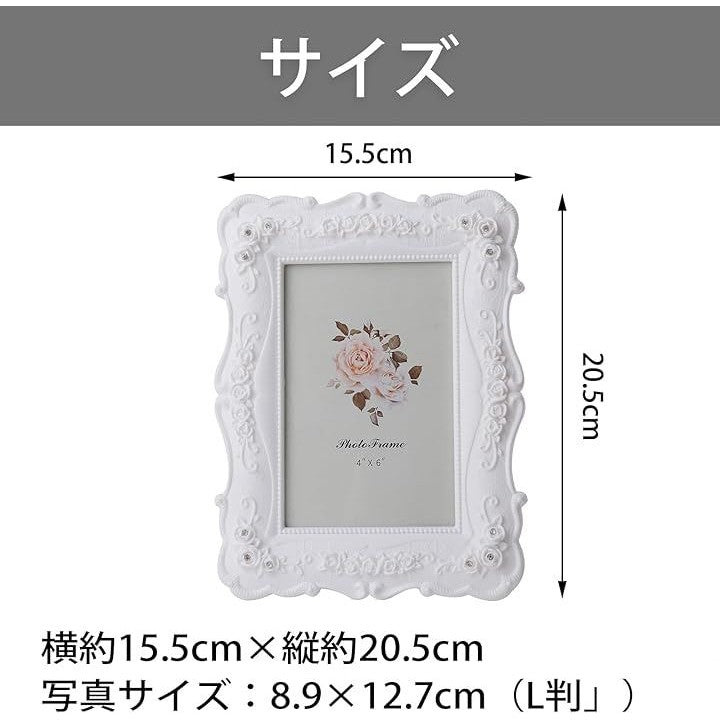 写真立て おしゃれ l判 白 プレゼント フォトフレーム 薔薇 ホワイト