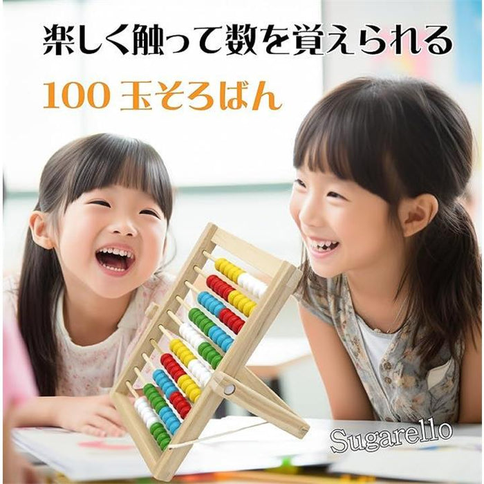 100玉そろばん 子供用 ソロバン 算盤 百玉 算数 数字 計算 学習玩具 4歳から 教育 入門 初心者 入学 天然木製 コンパクト 児童用