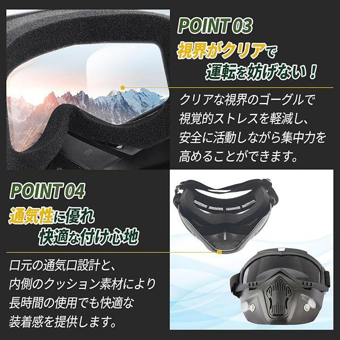 フルフェイスマスク ゴーグル 取り外し可能 防護 防水 UVカット