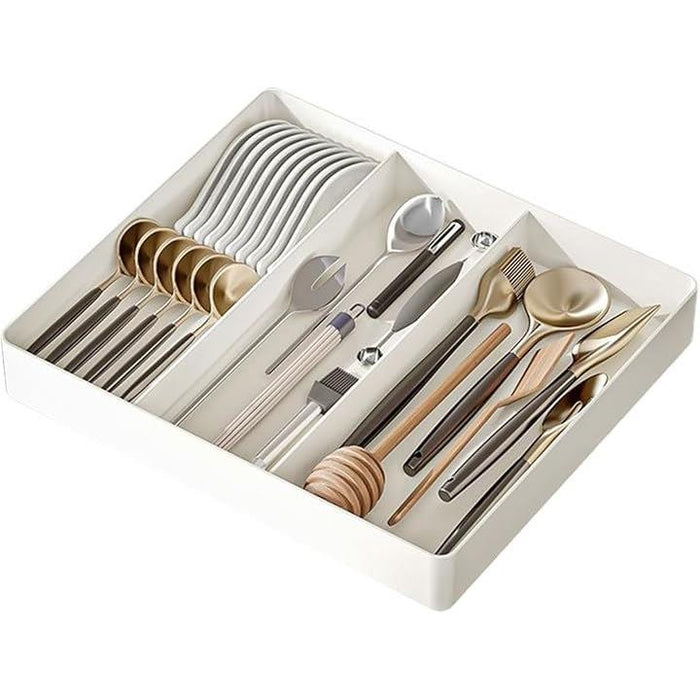 ⭐️カトラリーケース 収納 伸縮式 引き出し 仕切り カトラリートレー ホワイト KEYUCA（ケユカ） カトラリーケース 伸縮 日本製 カトラリー トレー