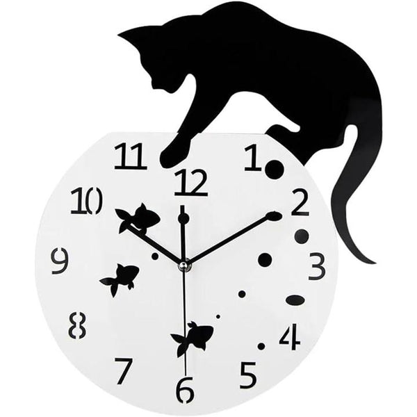 高級 黒猫デザイン 壁掛け 時計 アンティーク レトロ 北欧 リビング