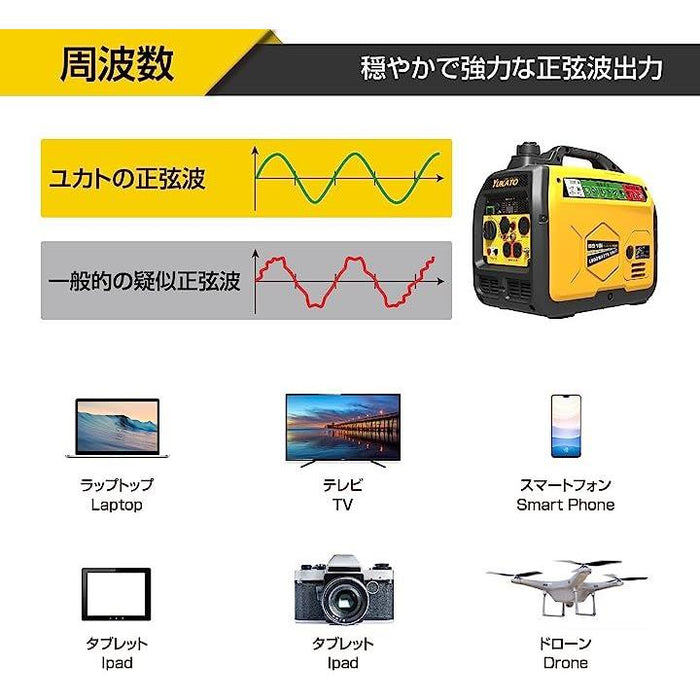 インバーター発電機 定格出力1.8kVA ポータブル発電機 小型発電機 家庭用 50Hz/60Hz切替 ガソリン式-1.8kVA