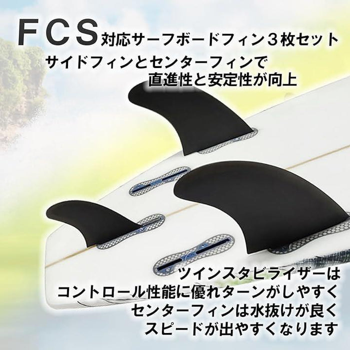 サーフボードフィン 3枚セット ブラック H4 サーフボードフィン 3枚