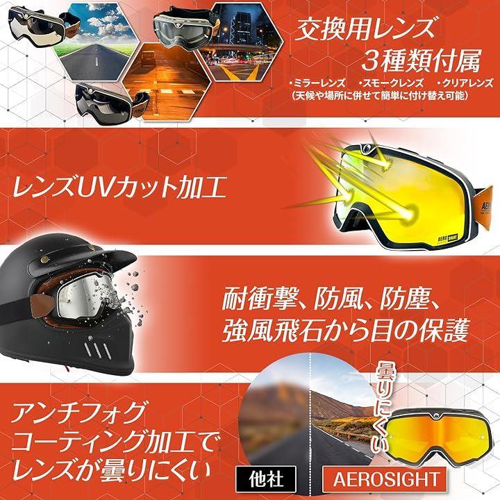 バイクゴーグル オールインワンセット 予備レンズ3種類付き
