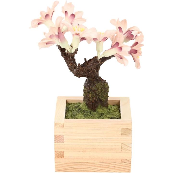 手漉き和紙とひのき升を使用した 盆栽 bonsai 人工観葉植物 造花 和風 和室用 12cm