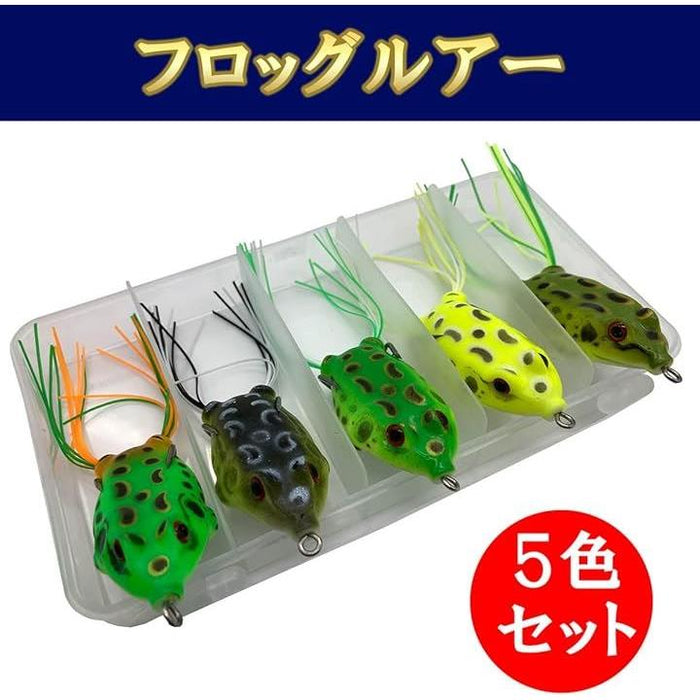 カエルルアー バス 雷魚 ナマズ釣り ソフトルアー 5色セット ケース付き