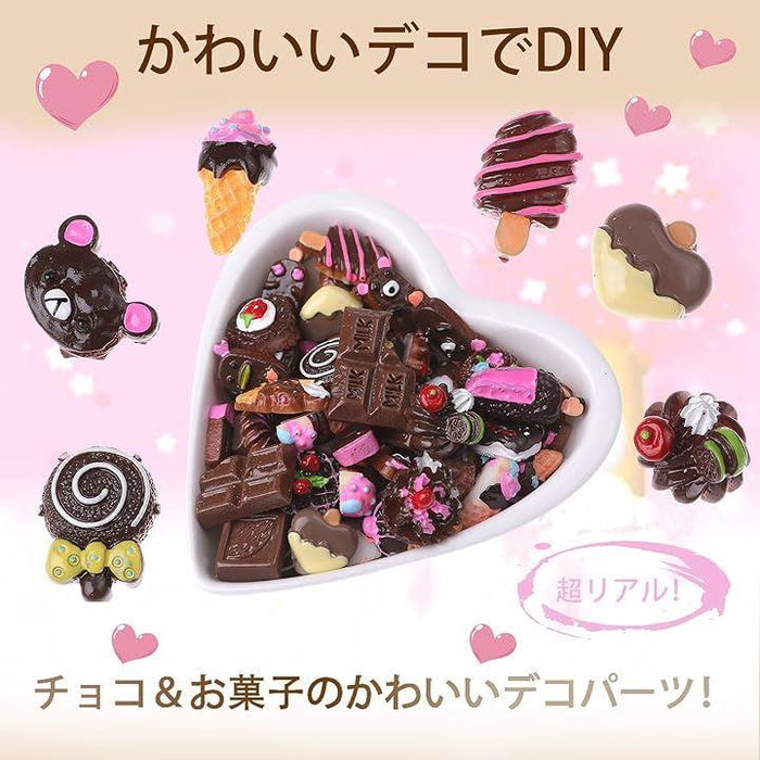 デコパーツ 100個 チョコレート お菓子 ハンドメイド ロリポップ スマホ 携帯 大量 大き目 黒