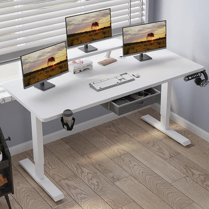 昇降デスク L字パソコンデスク 電動昇降式デスク幅140CMx76CM