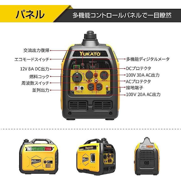 インバーター発電機 定格出力1.8kVA ポータブル発電機 小型発電機 家庭用 50Hz/60Hz切替 ガソリン式-1.8kVA