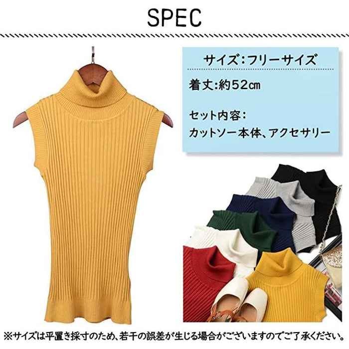 タートルネック ノースリーブ ニット セーター ハイネック