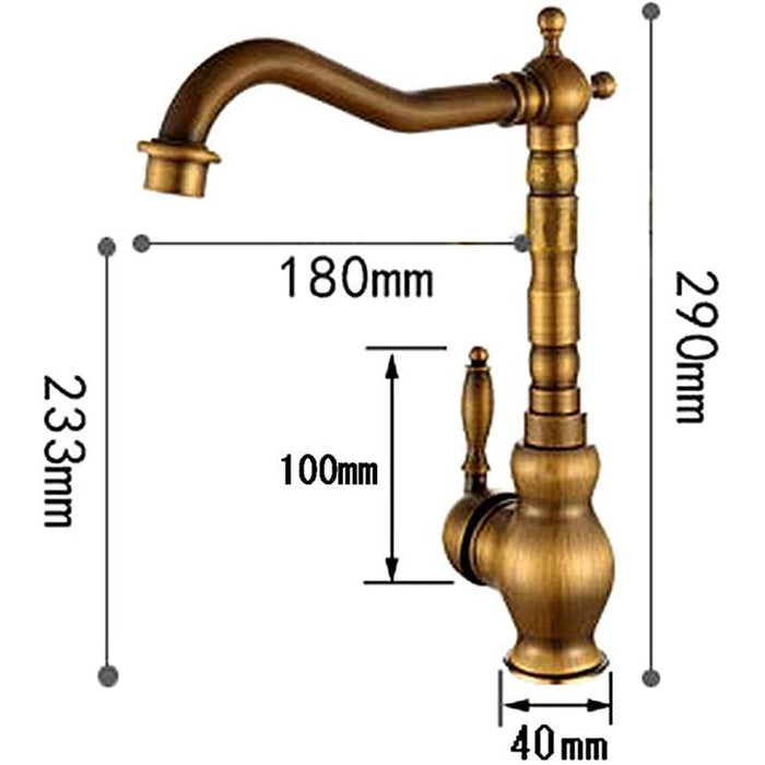 キッチン 洗面用 アンティーク 混合水栓 手洗いボウル 手洗い鉢 蛇口 シングルレバー 洗面台 SK104