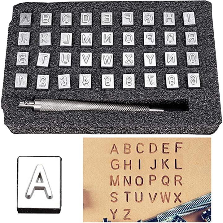 【超目玉枠】 刻印セット 打刻印 アルファベット 数字 英字 レザークラフト 切削工具(カンナ・ノミ・彫刻)