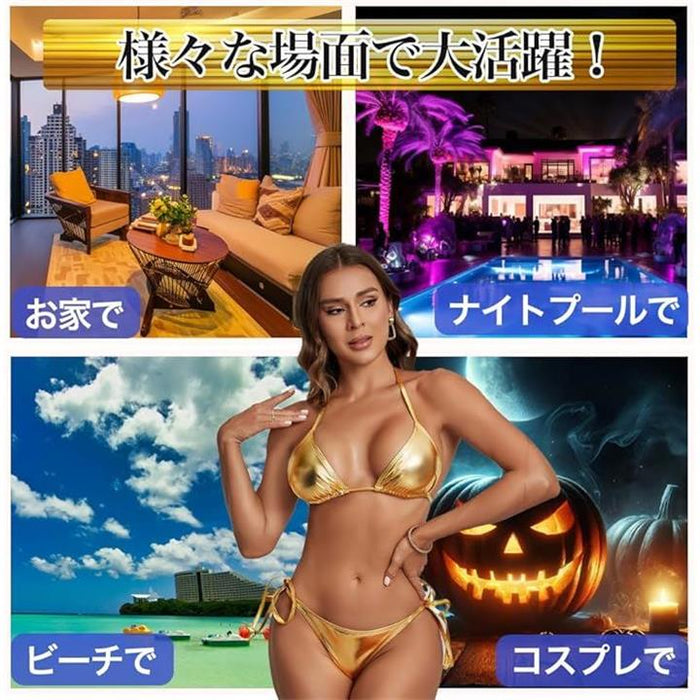 ビキニ メタリック 水着 紐三角 ホルターネック ビキニセット タンキニ