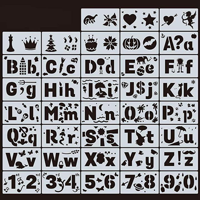 数字の文字のステンシル おしい 英数字テンプレート