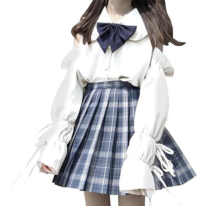 女子高生 コスプレ 長袖 レディース ブラウス 肩出し トップス