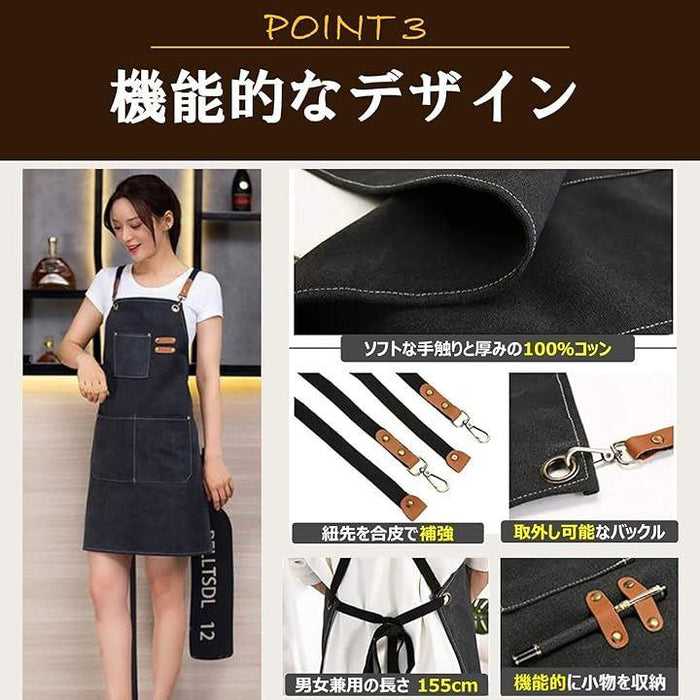 エプロン DIY 作業エプロン 厚手綿 防水 前掛け アウトドア カフェ
