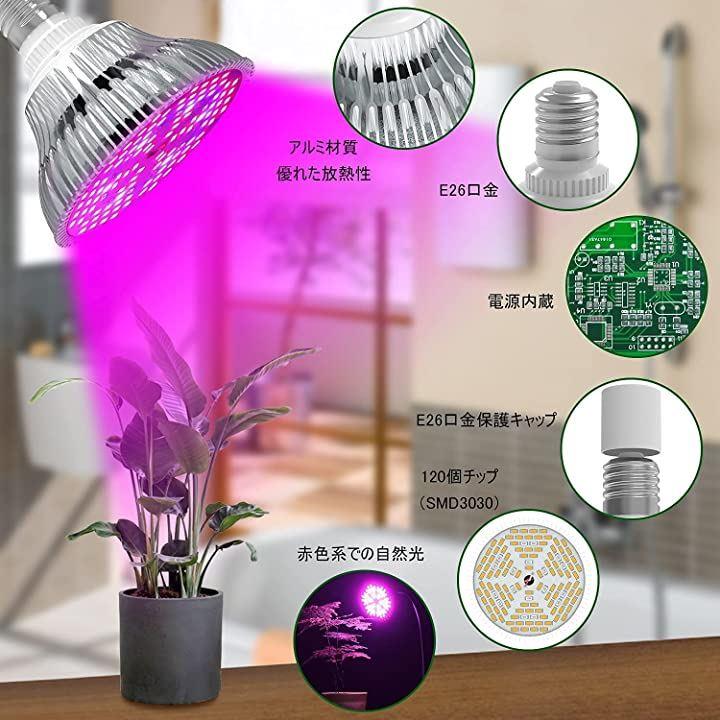 80W LED植物育成ライト 4ヘッドフルスペクトル - その他