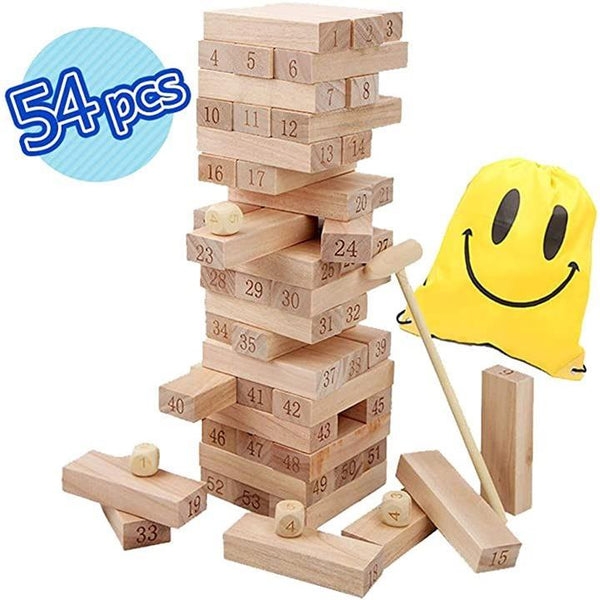 バランス ゲーム 54ピース 木製 タワー ドミノ 積み木 知育玩具 大人