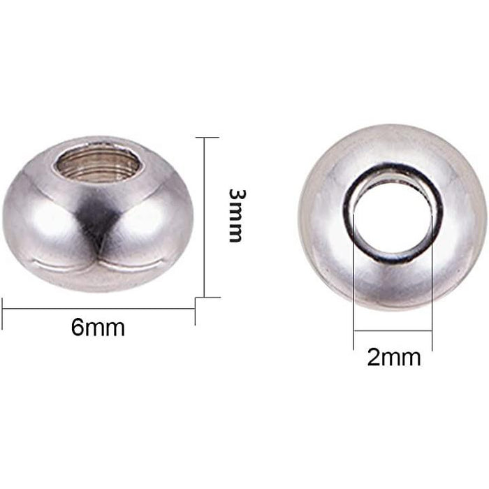 約80個/セット 4色 大穴ビーズ 6x3mm