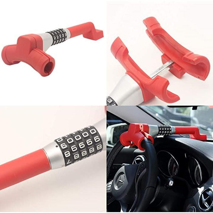 赤 ステアリングロック 車両セキュリティ ハンドルロック | ステアリングロック - キカイヤ/工具のKIKAIYA