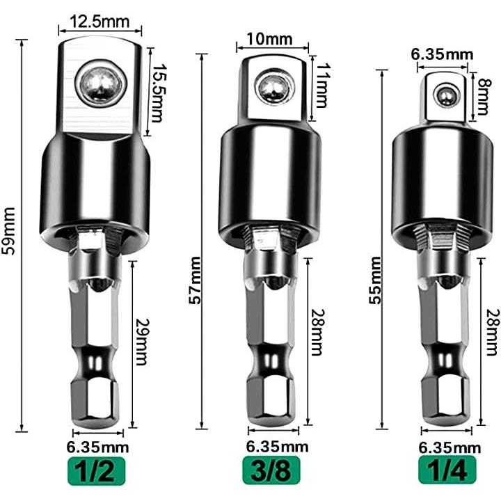 変換 ソケットアダプター コンバータ ラチェット 3本組