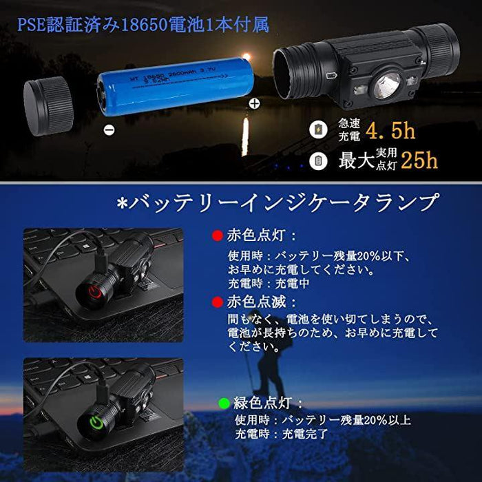 led ヘッドライト 充電式 超軽量型 LEDライト ledヘッドランプ 6