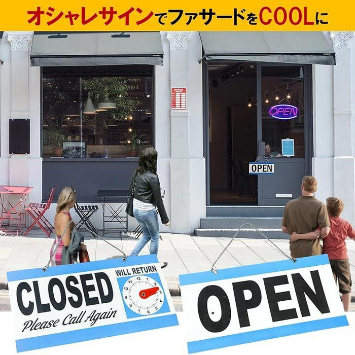 Open Close 看板 プレート sign サイン 標識 両面 営業中 開店 閉店 お知らせ 時間 表示