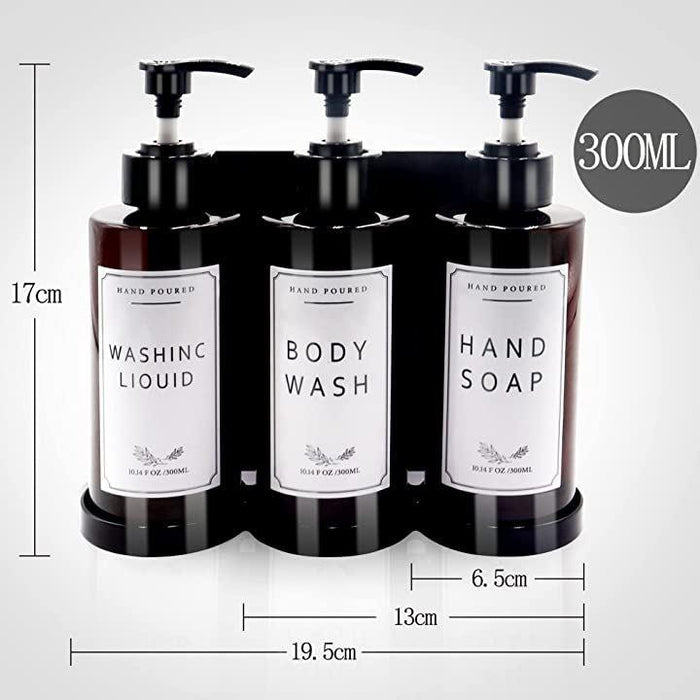 シャンプー&コンディショナー ディスペンサー壁取り付け式 300ml 3個 68d87cd3b9c26f0457910875932361