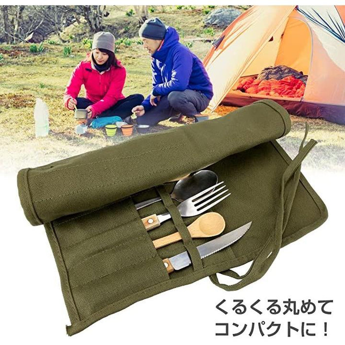 カトラリーケース 持ち運び 折り畳み式 ポケット付き キャンプ