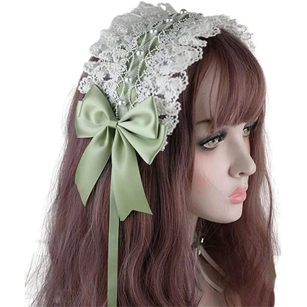 専用新品　ロリータリボンパール付き花飾りヘッドドレス他 パール付きリボンのヘッドドレス – ロリータファッション通販RonRon